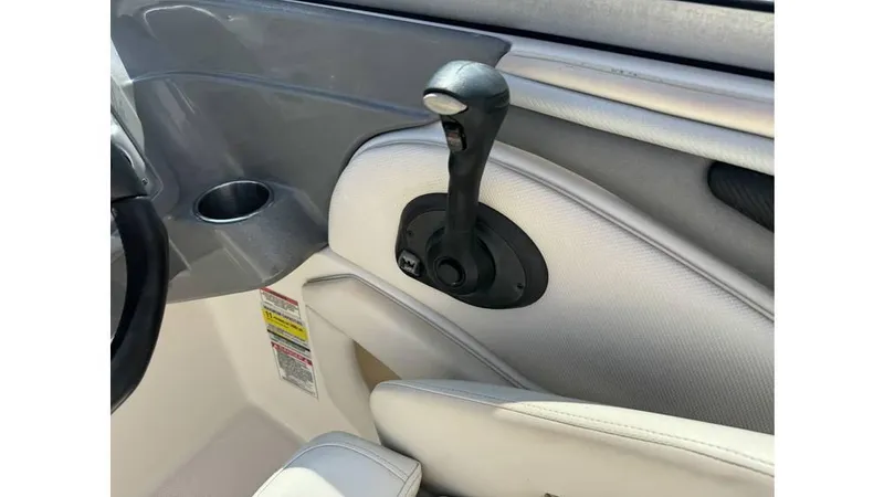 Slide: The Image of Close-up of 2007 Monterey 234FS boat throttle control and interior details. - 5