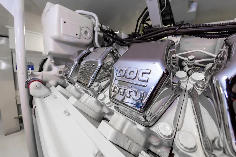 Slide: The Image of Close-up of MTU engine in 2003 Viking 61 Convertible yacht. - 39