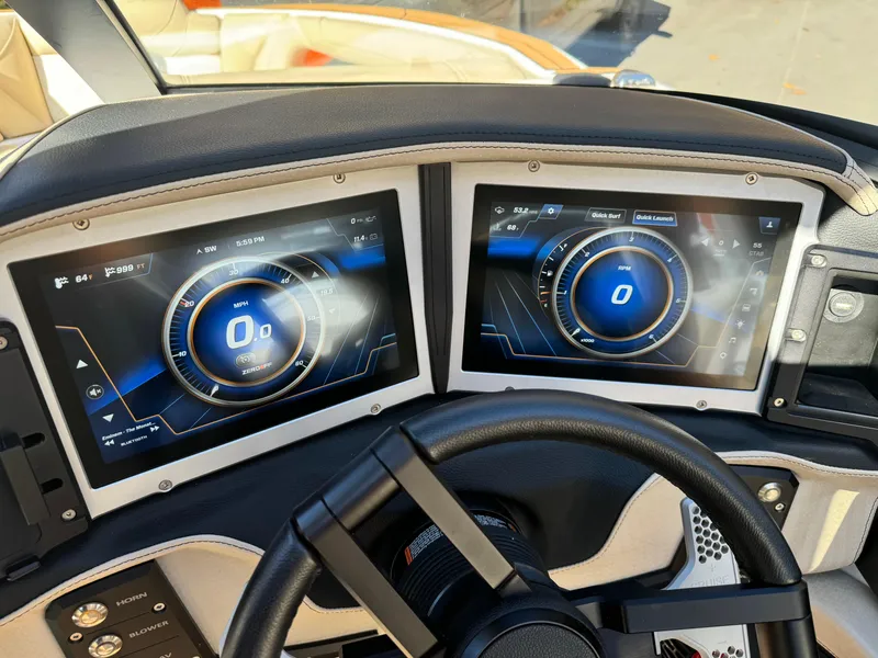 Slide: The Image of 2023 Centurion Ri230 dashboard with dual digital displays showing speed and controls. - 15
