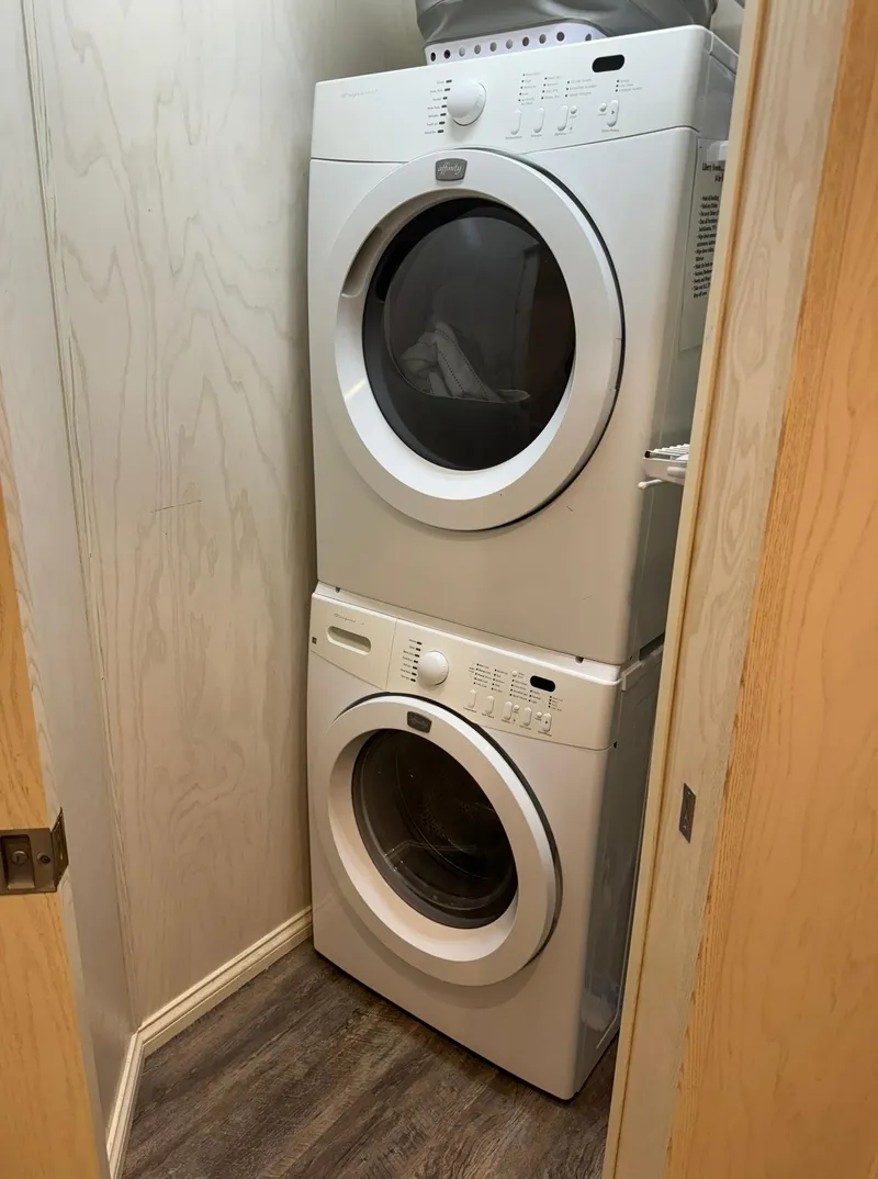 Slide: The Image of Stacked washer and dryer in a compact laundry space, Thoroughbred 99 x 20 model, 2002. - 36