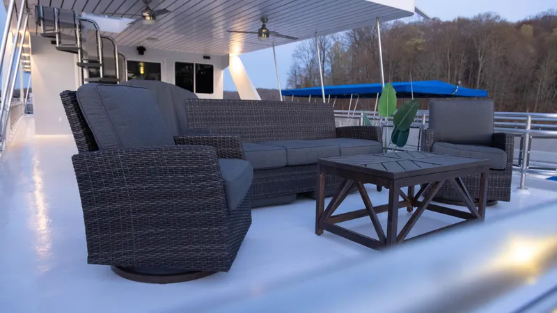 Slide: The Image of Outdoor seating on a 2002 Thoroughbred 99 x 20 yacht deck. - 6