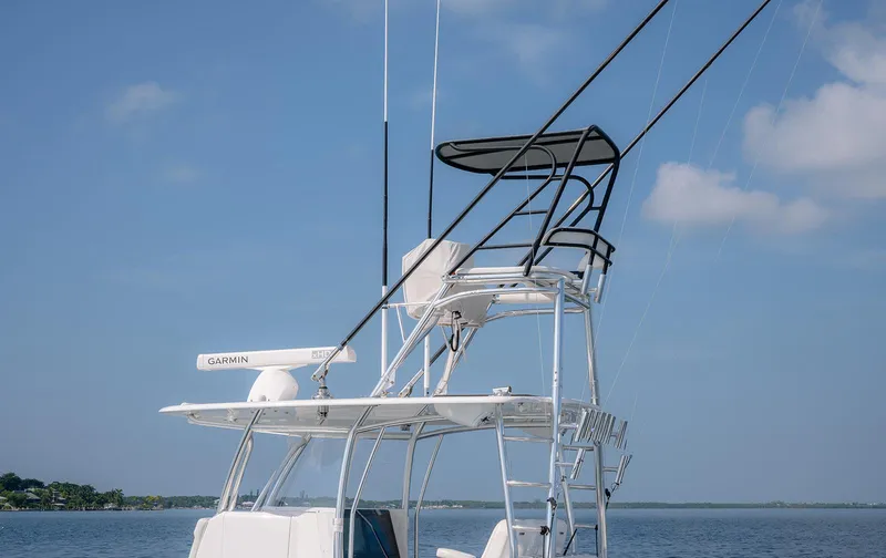 Slide: The Image of Helm of 2022 Contender 39 ST boat with Garmin navigation system. - 15