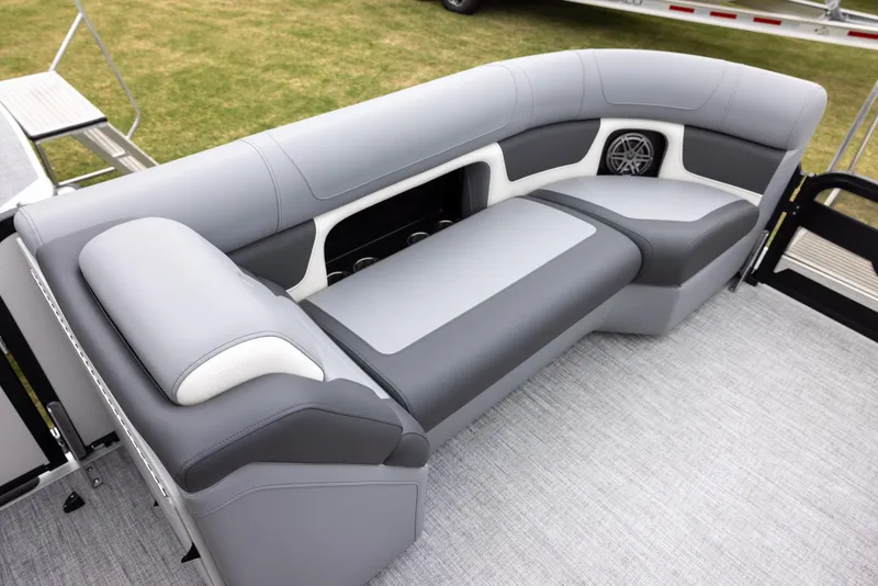 Slide: The Image of Luxurious seating on 2025 Premier 230 Solaris RF pontoon boat. - 7