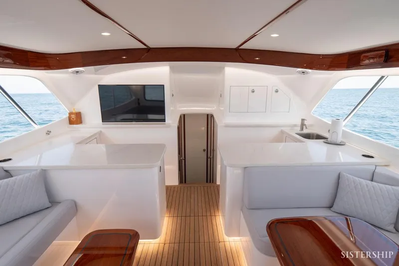 Slide: The Image of Luxurious interior of 2025 Maverick Yachts Costa Rica 45 Sportfish, featuring sleek design and ocean view. - 11