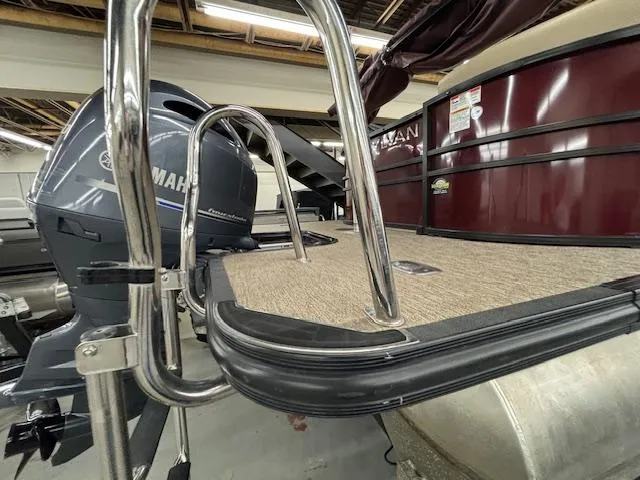 Slide: The Image of 2022 Sylvan Mirage X X3 pontoon boat with Yamaha motor and stainless steel ladder. - 21
