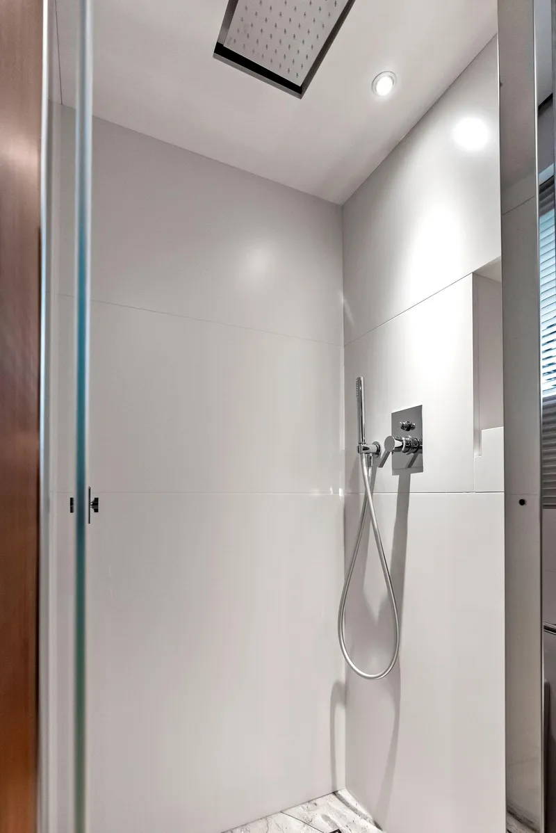 Slide: The Image of Luxurious modern shower in 2023 Custom Line 106' yacht bathroom. - 44