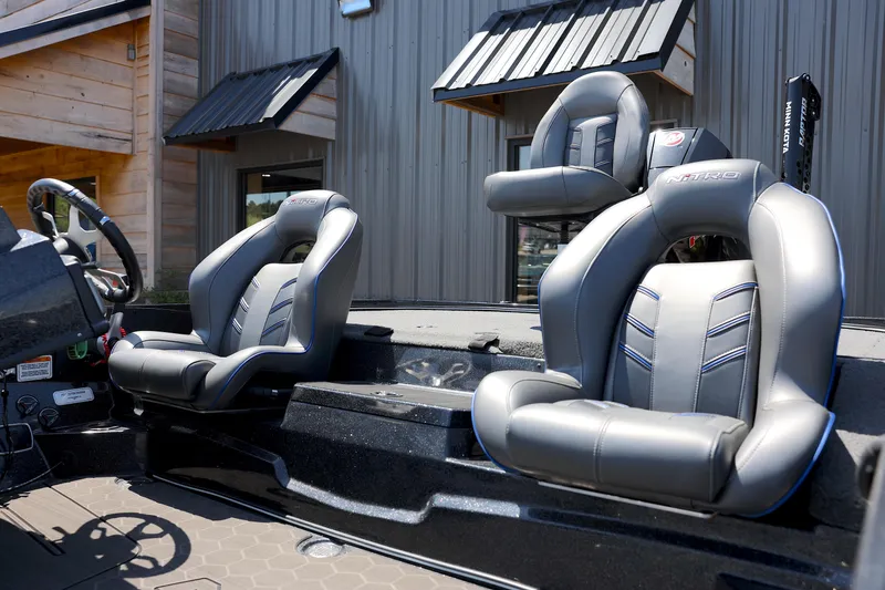 Slide: The Image of 2023 Nitro Z20 Pro boat interior with two sleek, modern seats. - 3