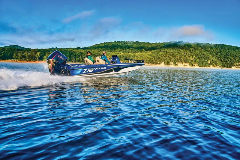 Slide: The Image of 2024 Nitro Z19 boat on trailer, featuring sleek design and advanced equipment. - 10