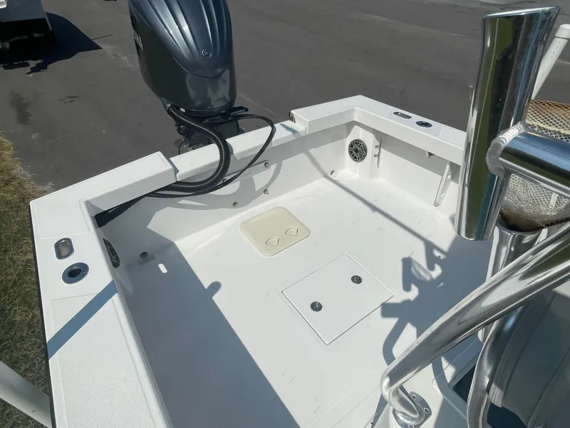 Slide: The Image of Interior of 2023 Rambo 27 boat with measuring scale and speaker. - 21