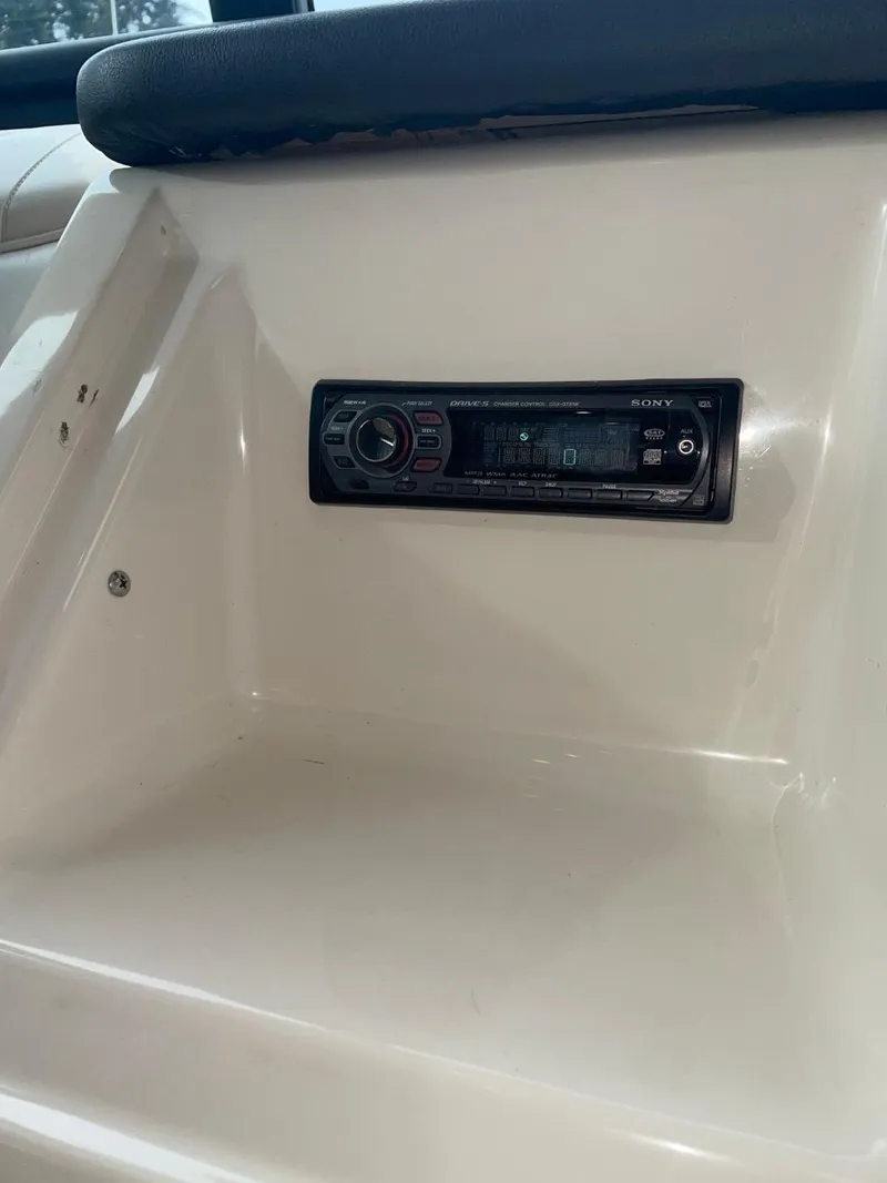 Slide: The Image of 1997 Maxum 4600 Custom SCB boat interior with a Sony stereo system. - 22