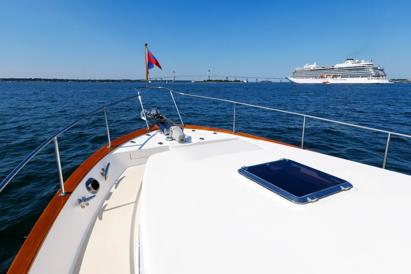 Slide: The Image of Grand Banks 43 Europa yacht cruising with a scenic ocean view, 2014 model. - 23