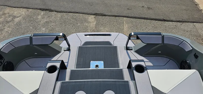 Slide: The Image of 2024 Heyday H20 boat interior with sleek seating and cup holders. - 10