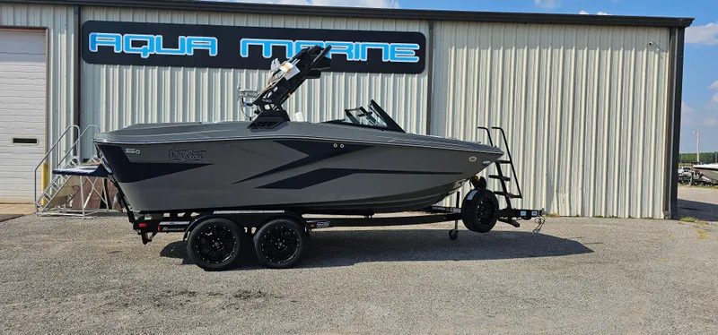 Slide: The Image of 2024 Heyday H20 boat parked outside Aqua Marine building. - 2