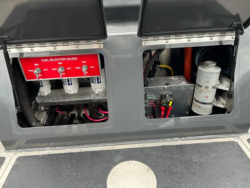 Slide: The Image of Titan 33 boat engine compartment with fuel selection valves, 2015 model. - 7