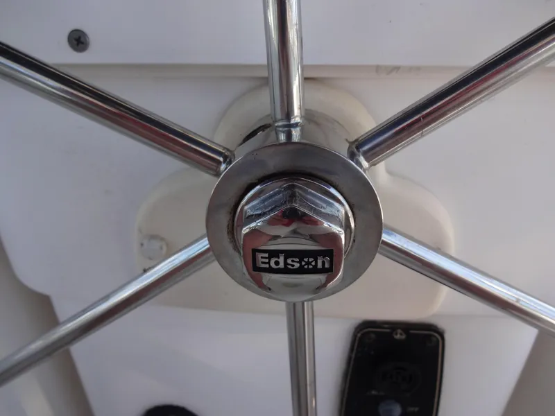 Slide: The Image of Edson steering wheel on 2001 Hunter 380 sailboat. - 16