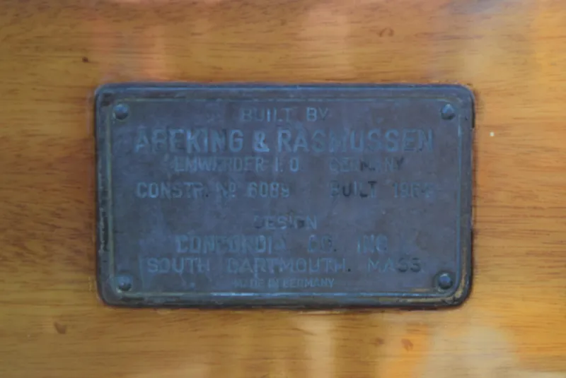 Slide: The Image of Plaque on 1964 Concordia 41 Yawl, built by Abeking & Rasmussen, South Dartmouth, Massachusetts. - 4
