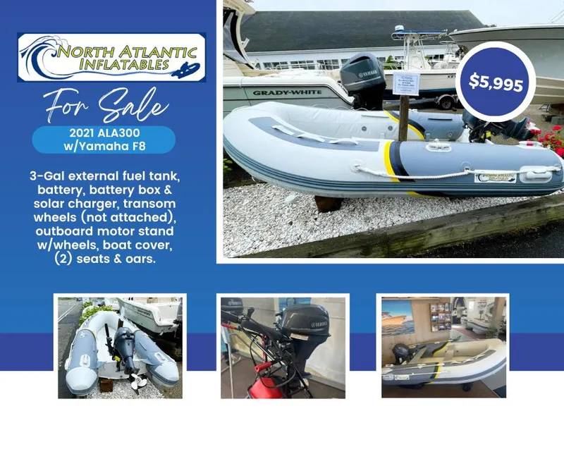 Slide: The Image of 2021 North Atlantic Inflatables ALA300 with Yamaha F8, for sale at $5,995. - 9
