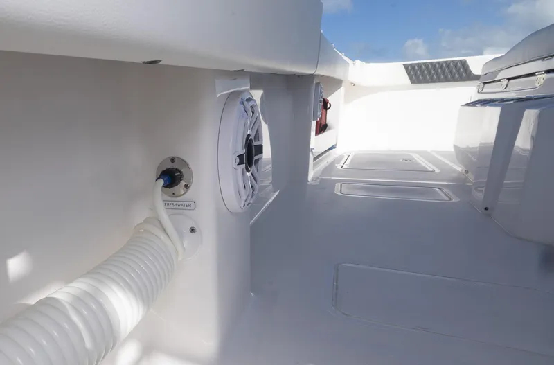 Slide: The Image of 2023 Invincible 35 Catamaran interior with hose and speaker detail. - 34