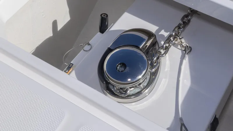 Slide: The Image of Anchor winch on 2023 Invincible 35 Catamaran, showcasing sleek design and functionality. - 9