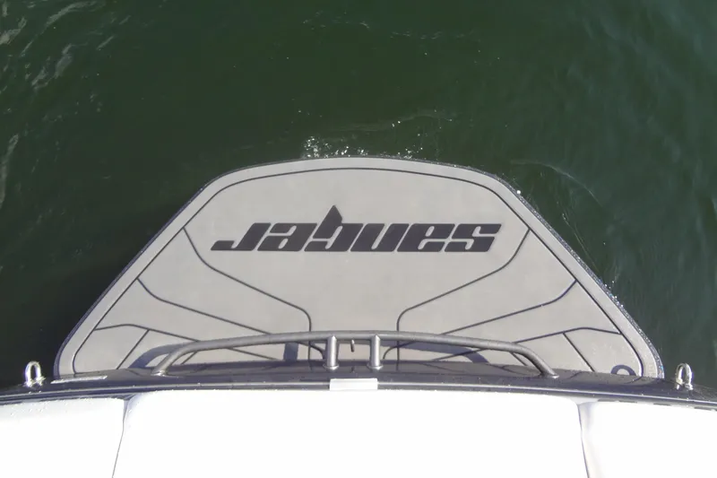 Slide: The Image of 2022 Sanger V237 S boat swim platform on water, top view. - 20