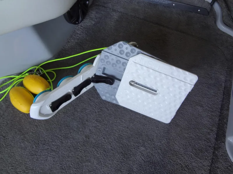 Slide: The Image of 2022 Sanger V237 S boat interior with wakeboard rack and safety gear. - 43