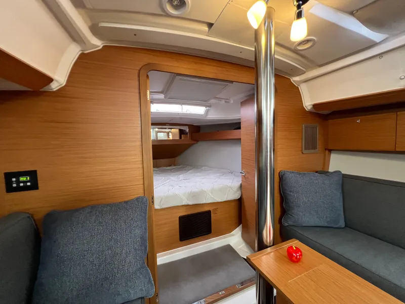 Slide: The Image of Interior of 2021 Dufour 360 sailboat with cozy cabin and modern furnishings. - 41
