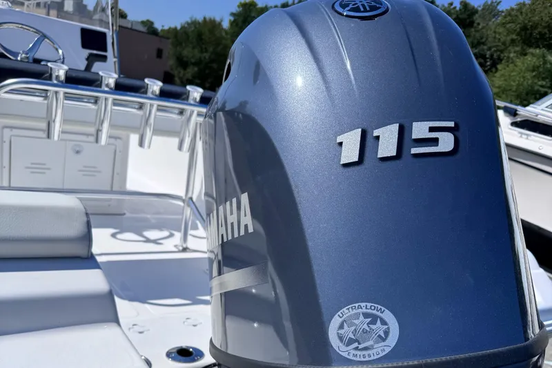 Slide: The Image of 2025 Tidewater 180 CC Adventure boat with Yamaha 115 engine, sleek design. - 5