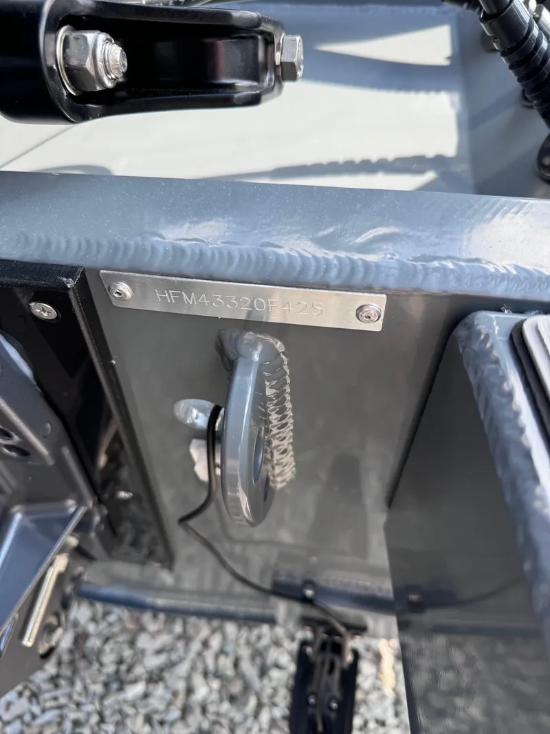 Slide: The Image of Close-up of 2025 Highfield Sport 560 boat detail with serial number plate. - 10