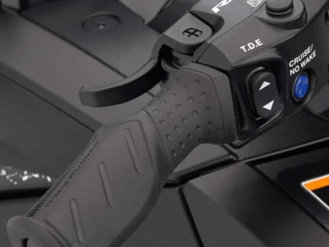 Slide: The Image of Close-up of 2024 Yamaha Waverunner VX Cruiser® handlebar controls. - 4
