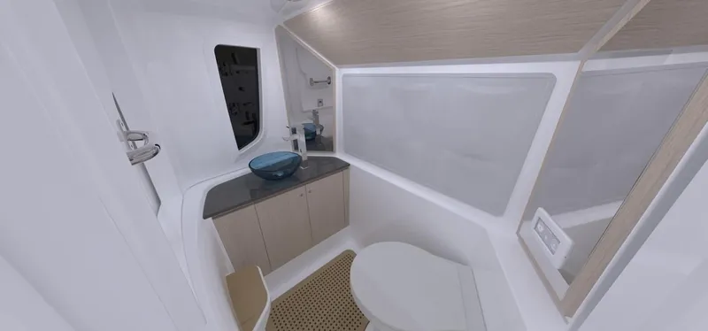 Slide: The Image of Modern bathroom in 2025 STERK 31 WB Sport yacht with sleek design and compact amenities. - 34