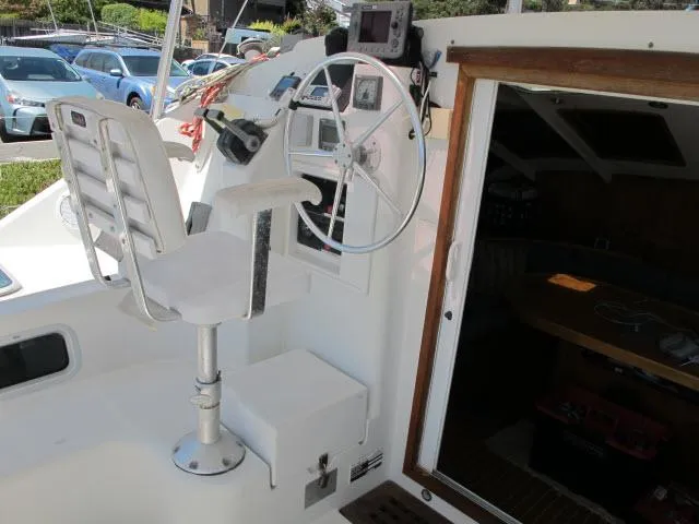 Slide: The Image of Alliaura Privilege 37 yacht cockpit with steering wheel and seating, 2000 model. - 28