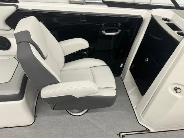 Slide: The Image of 2025 Yamaha Boats AR250 interior with sleek seating and modern design. - 10