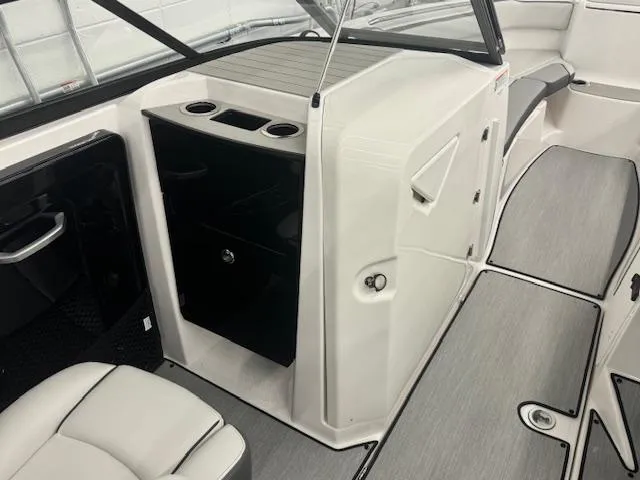 Slide: The Image of Interior of 2025 Yamaha AR250 boat, featuring sleek seating and modern design elements. - 8