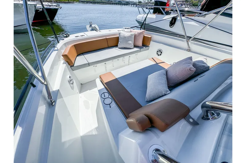 Slide: The Image of 2026 Beneteau Flyer 9 SPACEdeck with comfortable seating arrangement. - 2