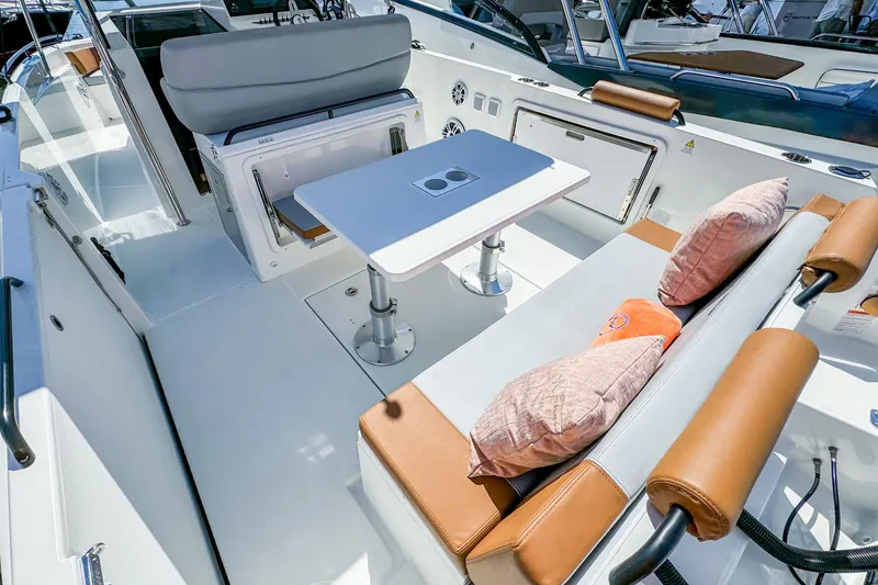 Slide: The Image of Interior of Beneteau Flyer 9 SPACEdeck 2026 with seating and table. - 8