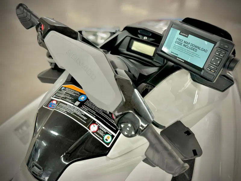 Slide: The Image of 2022 Yamaha WaveRunner Fish Pro Scout 130 dashboard with GPS display and controls. - 10