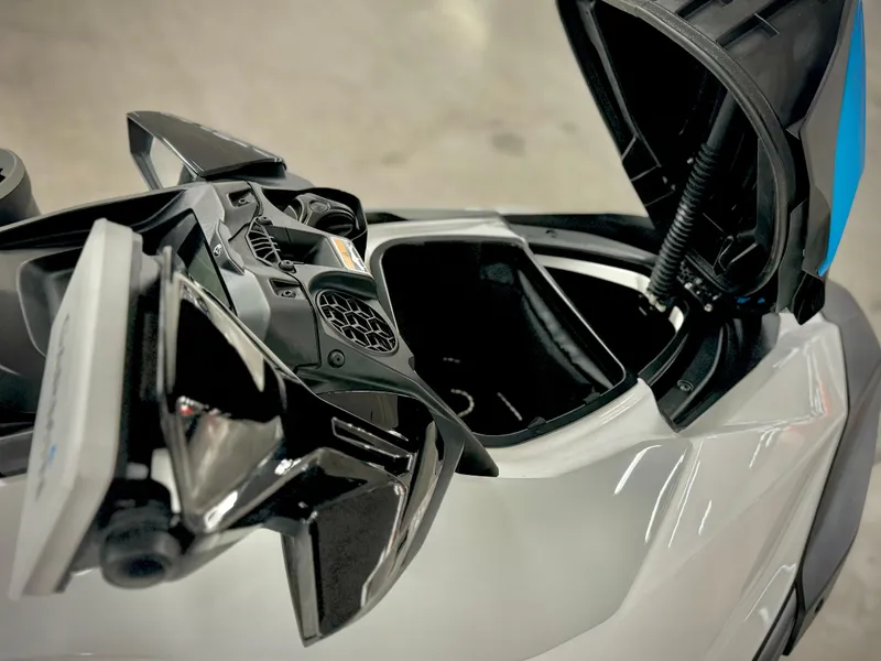 Slide: The Image of 2022 Yamaha WaveRunner Fish Pro Scout 130 with open storage compartment. - 13