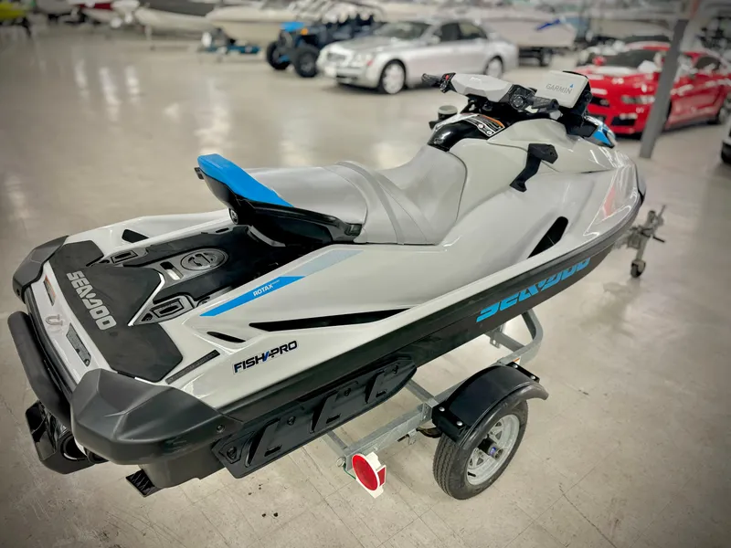 Slide: The Image of 2022 Yamaha WaveRunner Fish Pro Scout 130 on display in a showroom. - 7