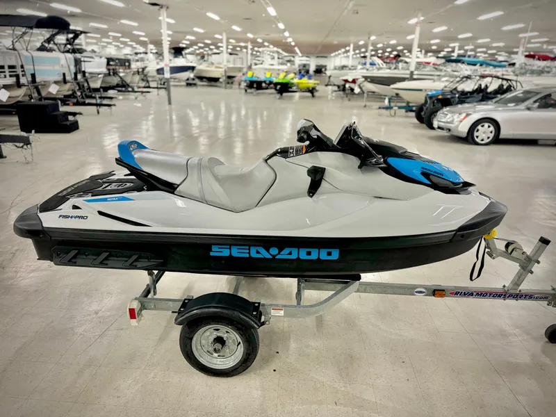 Slide: The Image of 2022 Yamaha WaveRunner Fish Pro Scout 130 on trailer in showroom. - 8