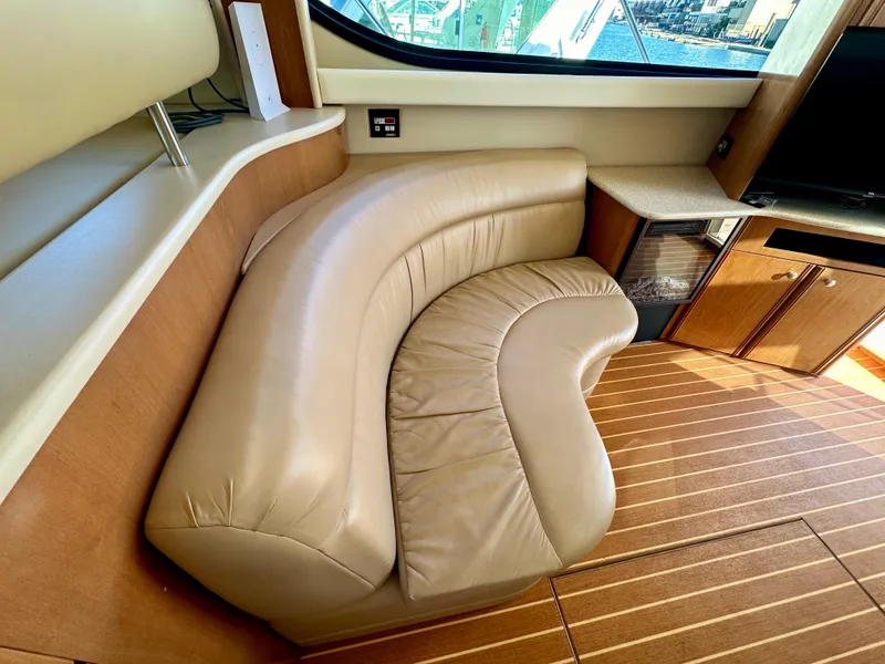 Slide: The Image of Luxurious leather seating in 2003 Meridian 411 Sedan yacht interior. - 35