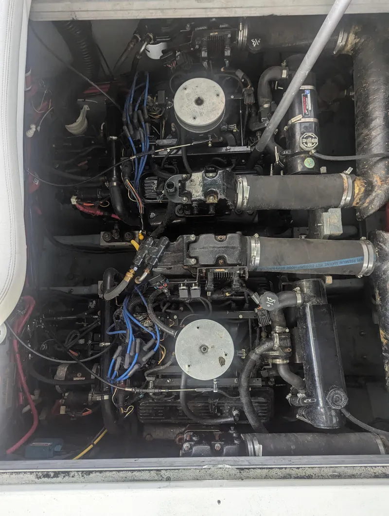 Slide: The Image of Engine compartment of a 2000 Sea Ray 310 Sundancer boat. - 45
