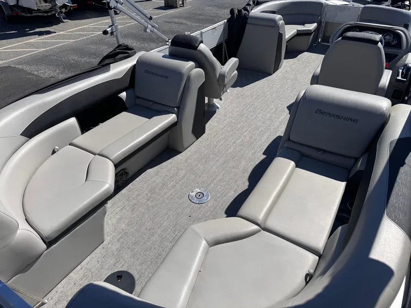 Slide: The Image of 2024 Berkshire 24RFX LE 2.75 pontoon boat with spacious seating and modern design. - 13