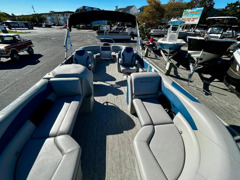Slide: The Image of 2024 Berkshire 24RFX LE 2.75 pontoon boat with spacious seating and modern design. - 14
