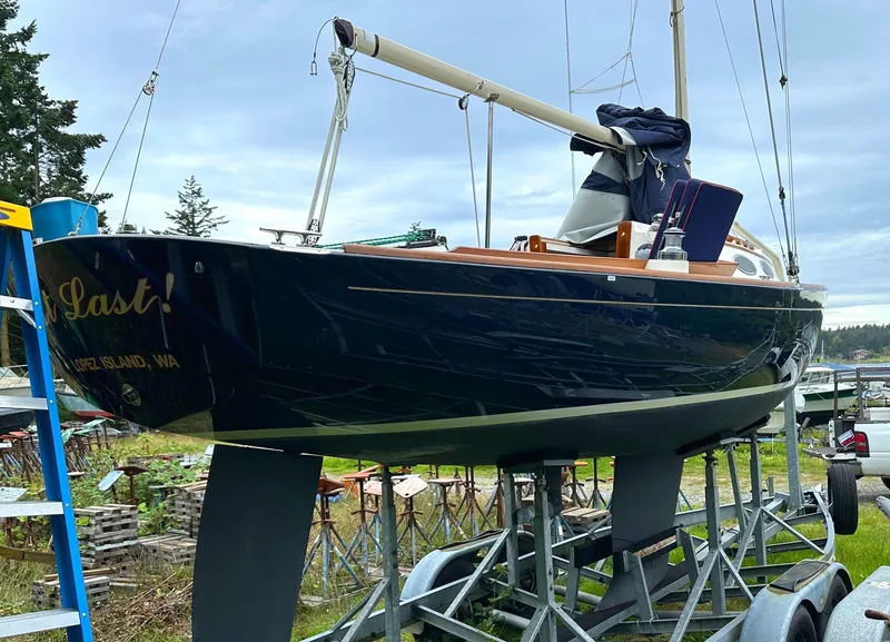 Slide: The Image of 2005 Express Alerion sailboat on trailer, Lopez Island, WA. - 8