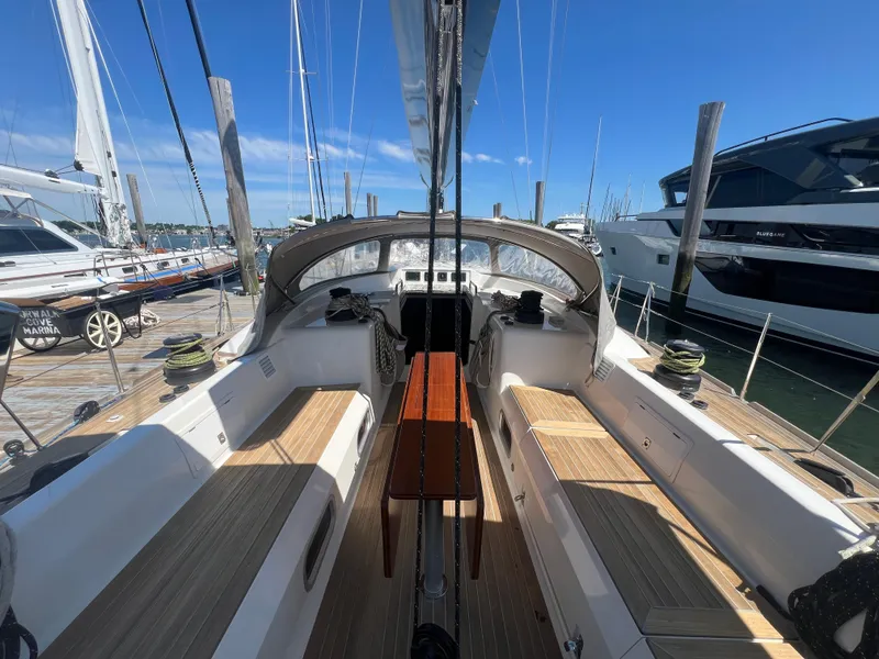 Slide: The Image of Cockpit view of 2013 Nautor Swan 53 sailboat docked at marina. - 4