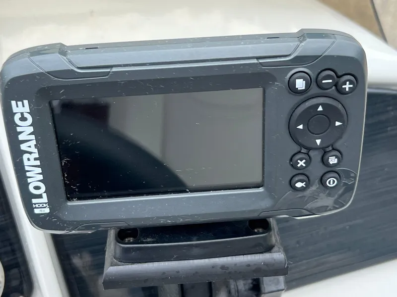 Slide: The Image of Lowrance fish finder on 2023 Sylvan 8520 Party Fish boat dashboard. - 16