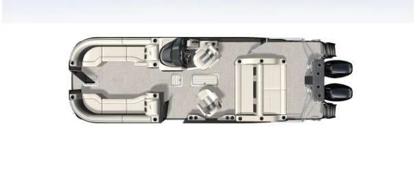 Slide: The Image of Top view of 2025 Barletta LUSSO 25UCAT pontoon boat with dual engines. - 23