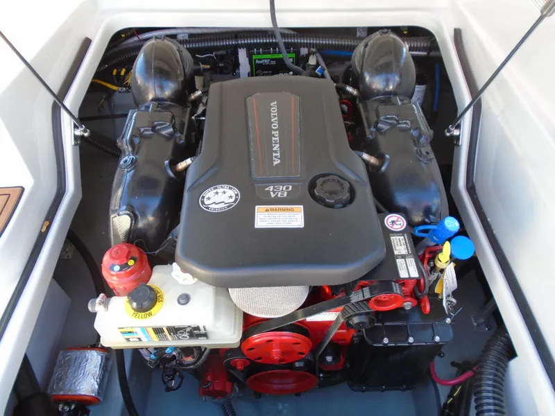 Slide: The Image of 2024 Crownline Eclipse E255 SURF engine compartment with Volvo Penta 430 V8 engine. - 12