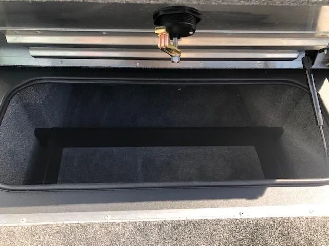 Slide: The Image of 2025 Tracker Pro Team 195 TXW Tournament Edition storage compartment, open and empty. - 9
