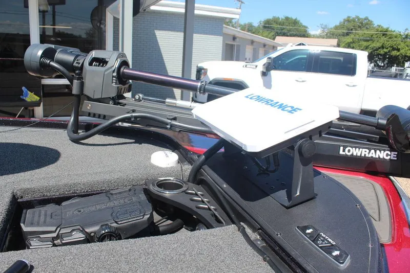 Slide: The Image of 2022 Nitro Z19 Pro boat with Lowrance electronics and trolling motor setup. - 14